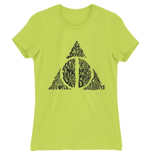 Almazöld Harry Potter női rövid ujjú póló - Deathly hallows text