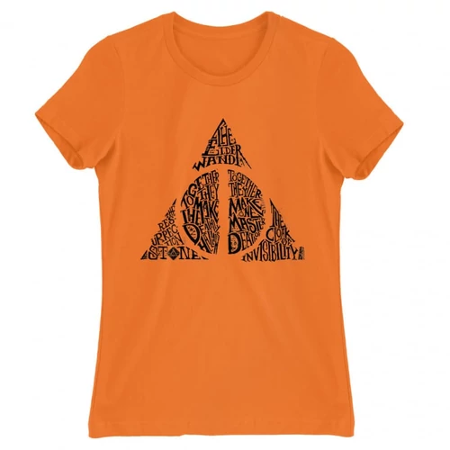 Narancs Harry Potter női rövid ujjú póló - Deathly hallows text