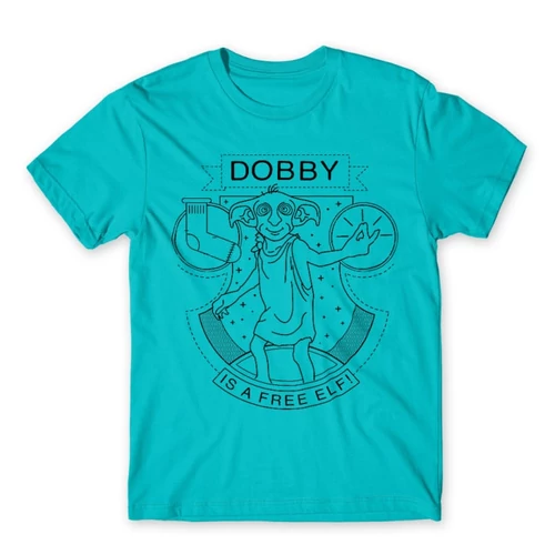 Atollkék Harry Potter férfi rövid ujjú póló - Dobby Lineart