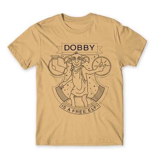 Homok Harry Potter férfi rövid ujjú póló - Dobby Lineart
