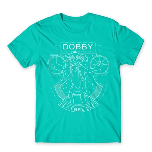 Türkiz Harry Potter férfi rövid ujjú póló - Dobby Lineart