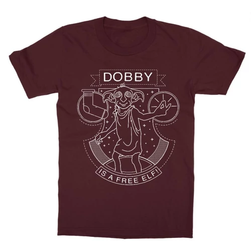 Bordó Harry Potter gyerek rövid ujjú póló - Dobby Lineart