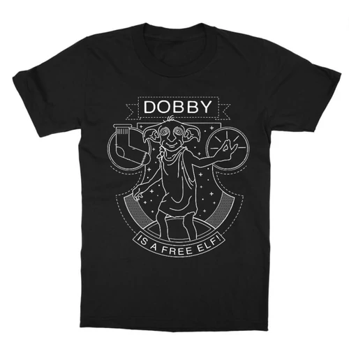 Fekete Harry Potter gyerek rövid ujjú póló - Dobby Lineart