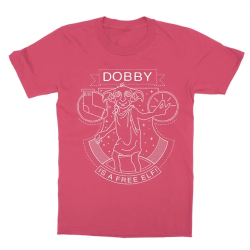 Pink Harry Potter gyerek rövid ujjú póló - Dobby Lineart
