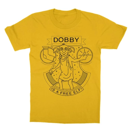 Sárga Harry Potter gyerek rövid ujjú póló - Dobby Lineart