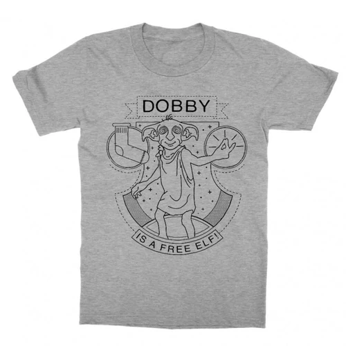 Sportszürke Harry Potter gyerek rövid ujjú póló - Dobby Lineart