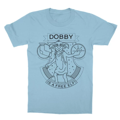 Világoskék Harry Potter gyerek rövid ujjú póló - Dobby Lineart