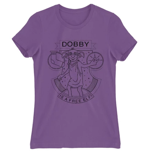 Világoslila Harry Potter női rövid ujjú póló - Dobby Lineart