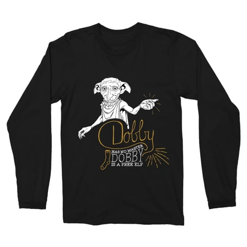 Fekete Harry Potter férfi hosszú ujjú póló - Dobby is a free elf