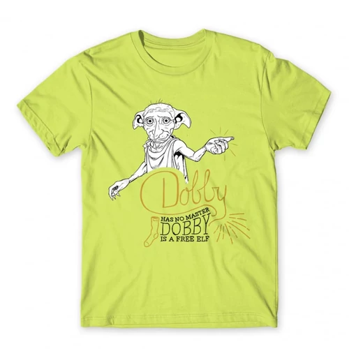 Almazöld Harry Potter férfi rövid ujjú póló - Dobby is a free elf