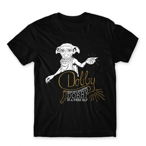 Fekete Harry Potter férfi rövid ujjú póló - Dobby is a free elf