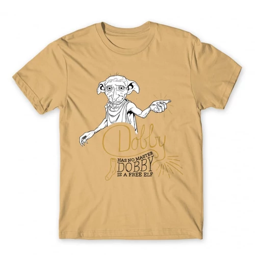 Homok HHarry Potter férfi rövid ujjú póló - Dobby is a free elf