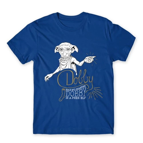Királykék Harry Potter férfi rövid ujjú póló - Dobby is a free elf