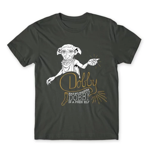 Sötétszürke Harry Potter férfi rövid ujjú póló - Dobby is a free elf
