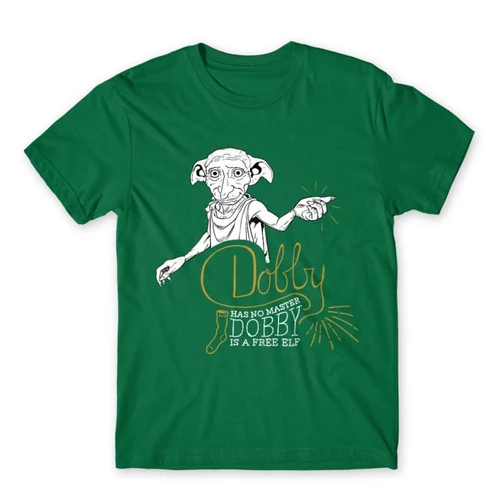 Zöld Harry Potter férfi rövid ujjú póló - Dobby is a free elf