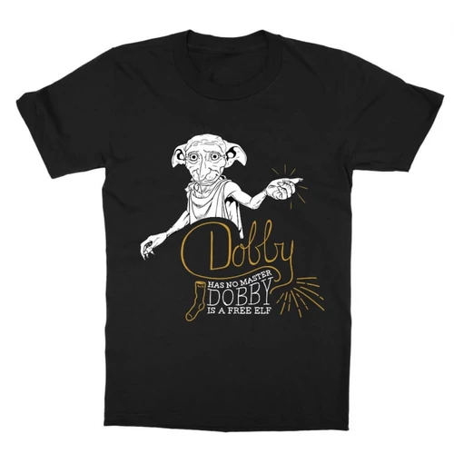 Fekete Harry Potter gyerek rövid ujjú póló - Dobby is a free elf