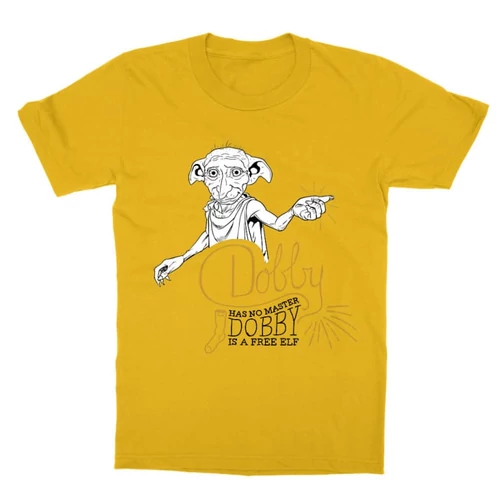 Sárga Harry Potter gyerek rövid ujjú póló - Dobby is a free elf