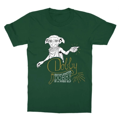 Sötétzöld Harry Potter gyerek rövid ujjú póló - Dobby is a free elf