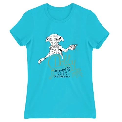 Atollkék Harry Potter női rövid ujjú póló - Dobby is a free elf