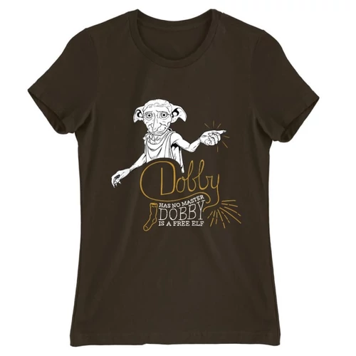Barna Harry Potter női rövid ujjú póló - Dobby is a free elf