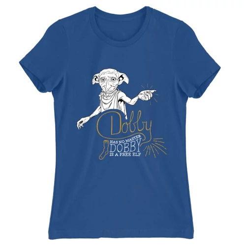 Királykék Harry Potter női rövid ujjú póló - Dobby is a free elf