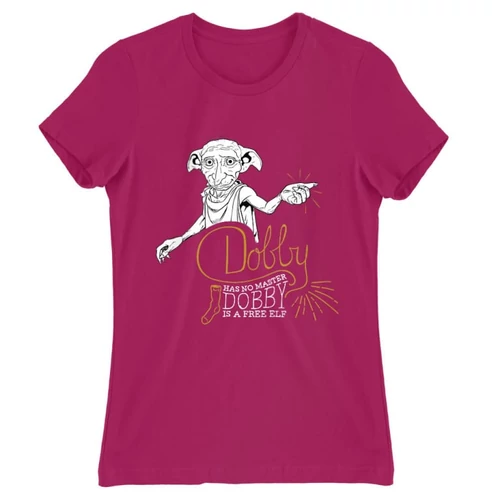 Pink Harry Potter női rövid ujjú póló - Dobby is a free elf