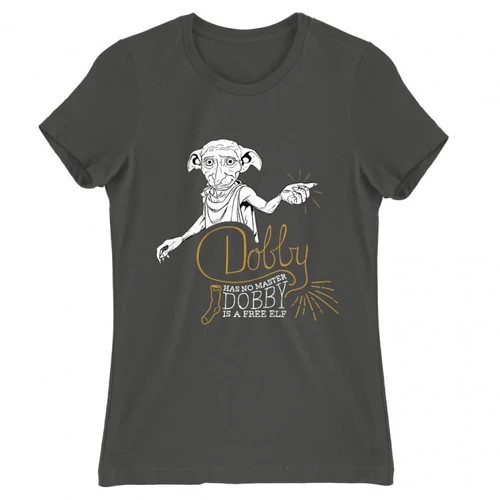 Sötétszürke Harry Potter női rövid ujjú póló - Dobby is a free elf