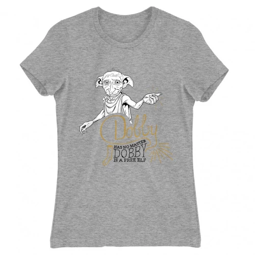 Sportszürke Harry Potter női rövid ujjú póló - Dobby is a free elf