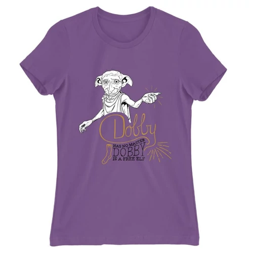 Világoslila Harry Potter női rövid ujjú póló - Dobby is a free elf
