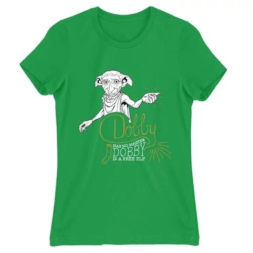 Zöld Harry Potter női rövid ujjú póló - Dobby is a free elf