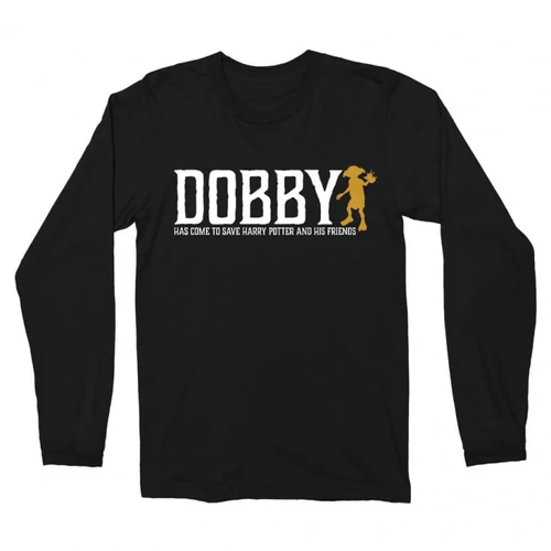 Fekete Harry Potter férfi hosszú ujjú póló - Dobby saves  Harry
