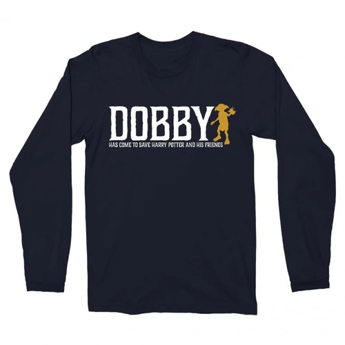 Sötétkék Harry Potter férfi hosszú ujjú póló - Dobby saves  Harry