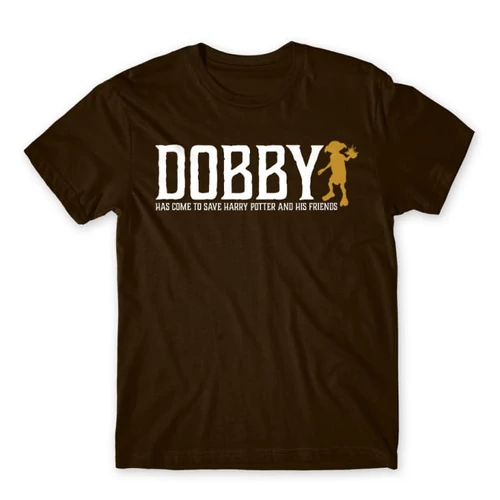 Barna Harry Potter férfi rövid ujjú póló - Dobby saves Harry
