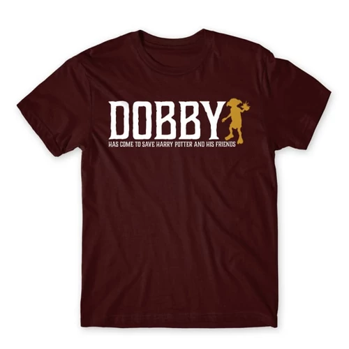 Bordó Harry Potter férfi rövid ujjú póló - Dobby saves Harry