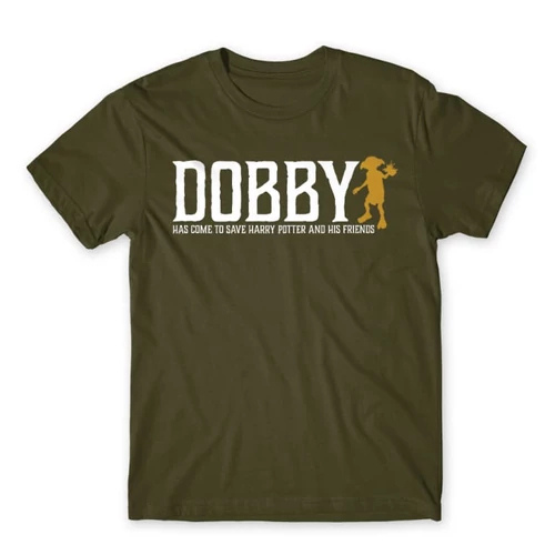 Khaki Harry Potter férfi rövid ujjú póló - Dobby saves Harry