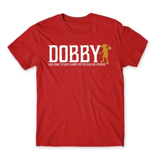 Piros Harry Potter férfi rövid ujjú póló - Dobby saves Harry