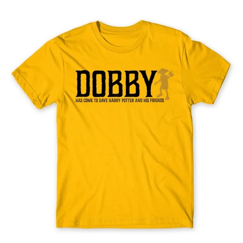 Sárga Harry Potter férfi rövid ujjú póló - Dobby saves Harry