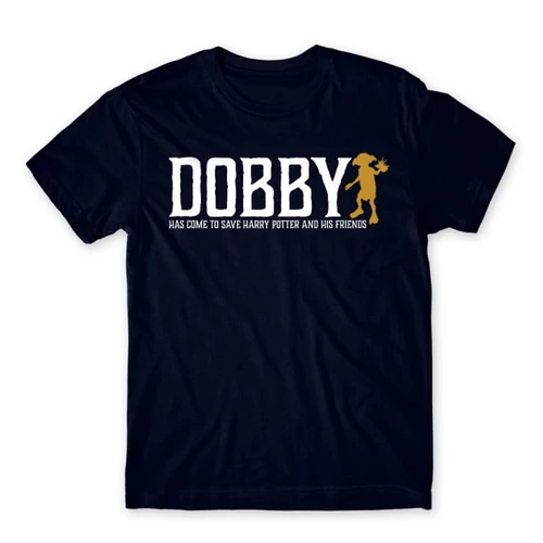 Sötétkék Harry Potter férfi rövid ujjú póló - Dobby saves Harry