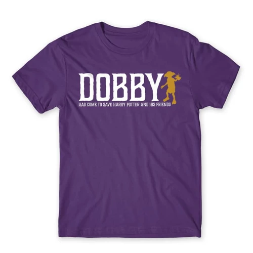 Sötétlila Harry Potter férfi rövid ujjú póló - Dobby saves Harry