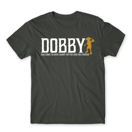 Sötétszürke Harry Potter férfi rövid ujjú póló - Dobby saves Harry