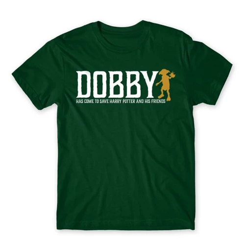 Sötétzöld Harry Potter férfi rövid ujjú póló - Dobby saves Harry