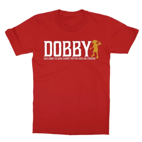 Piros Harry Potter gyerek rövid ujjú póló - Dobby saves Harry