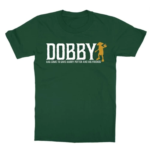 Sötétzöld Harry Potter gyerek rövid ujjú póló - Dobby saves Harry