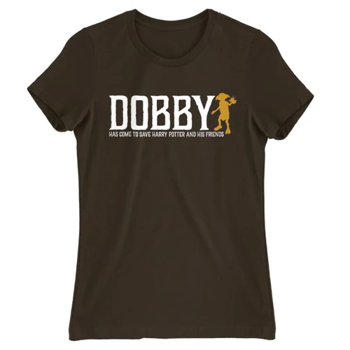 Barna Harry Potter női rövid ujjú póló - Dobby saves Harry