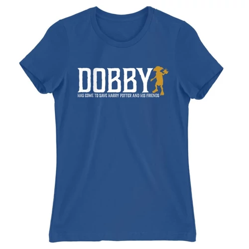 Királykék Harry Potter női rövid ujjú póló - Dobby saves Harry