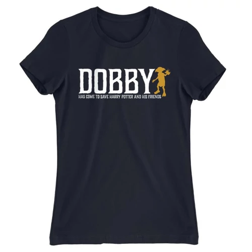 Sötétkék Harry Potter női rövid ujjú póló - Dobby saves Harry