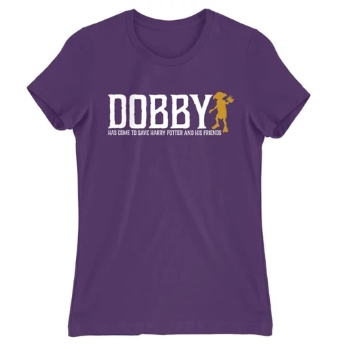 Sötétlila Harry Potter női rövid ujjú póló - Dobby saves Harry