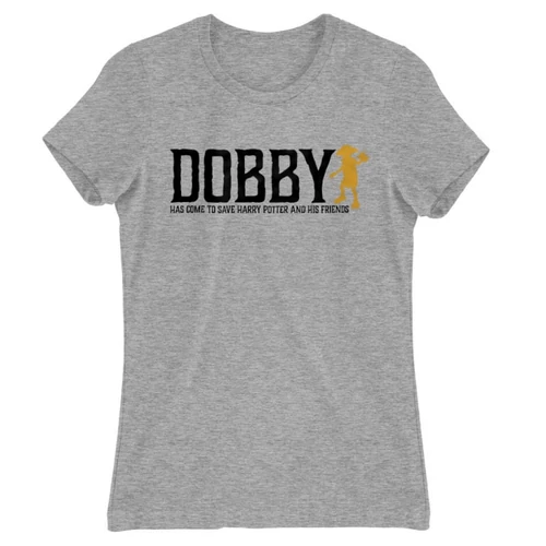 Sportszürke Harry Potter női rövid ujjú póló - Dobby saves Harry