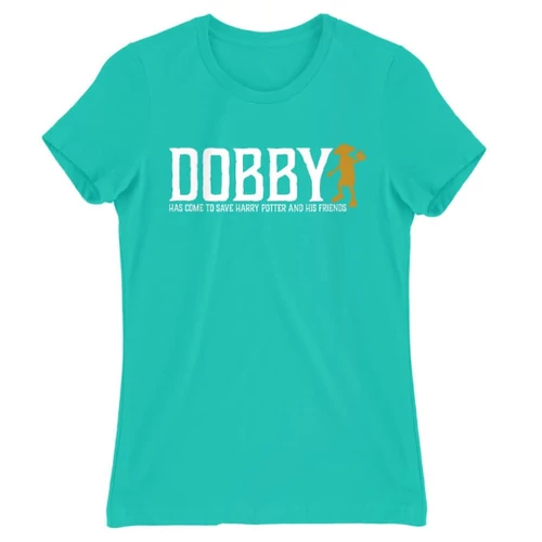 Türkiz Harry Potter női rövid ujjú póló - Dobby saves Harry
