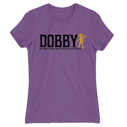 Világoslila Harry Potter női rövid ujjú póló - Dobby saves Harry